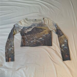 BDG Urban Outfitters Crop Top Womens M Long Sleeve Graphic Grunge Y2K